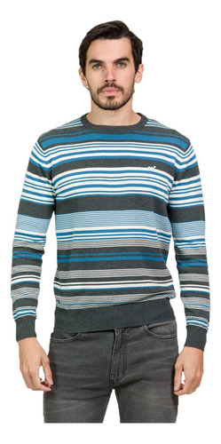 Sweater Pullover Rayado Algodón Moda Hombre Mistral 40051-10