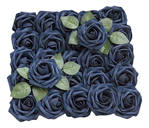 Lmeison Flores Artificiales Rosas Azul Marino, 50 Piezas De 