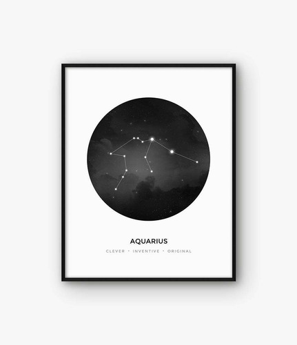 Constelación Aquario  Cuadro (30×40-marco Negro)