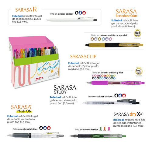 Zebra Day To Day Box Gama Completa Bolígrafos Sarasa 42 Pzs. Multicolor