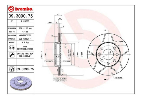 Imagen 2 de 4 de Discos Del (2) Brembo Max Chevy 94-12 C1 C2 C3 Exc Pick Up