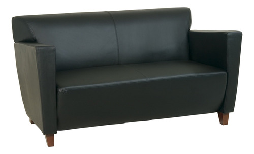 Office Star Sofa Doble Cuero Moderno Pata Acabado Cerezo