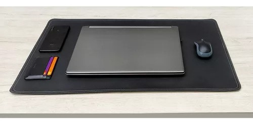 Desktpad 30x70cm Tapete Computador Mac Couro Sintético Preto
