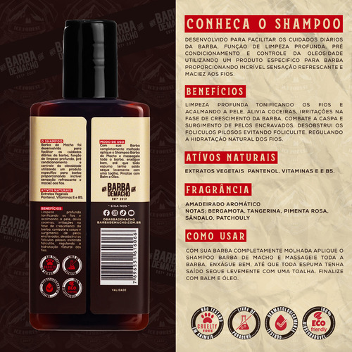 Kit Produtos Shampoo Balm Oleo Cheiroso Pente Barba De Macho