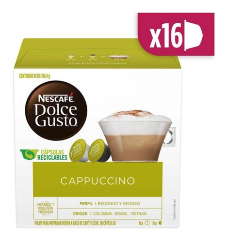Imagen 7 de 10 de Nescafé Dolce Gusto 16 Cápsulas Sabor Cappuccino En Oferta!!