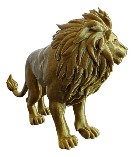 Figura León Elegante 10cm Decoración 3d Escritorio Oficina Dorado Oscuro