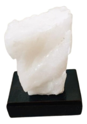 Quartzo Branco Leitoso Pedra Na Base De Madeira Semi Precios