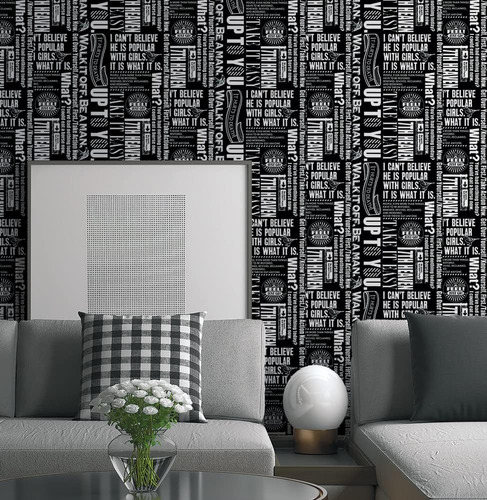  Pack Papel Mural Negro Con Letras Pvc