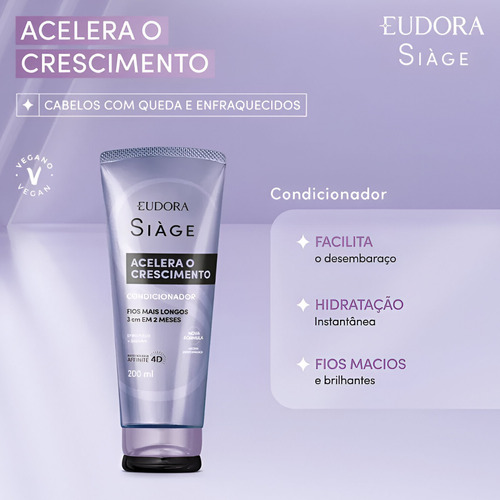 Kit Siàge Acelera Crescimento Shampoo Condicionador Máscara