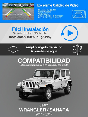 Camara De Reversa Jeep Sahara Wrangler Infraroja Contra Agua