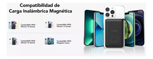 Veger Power Bank Inalámbrico Magsafe Para iPhone 10000mah Color en Negro con  Anillo magnético, Compatible con iPhone 12/13/14, Pro y Pro Max series, con  iPhone11, X, XR, 8 con funda Magsafe