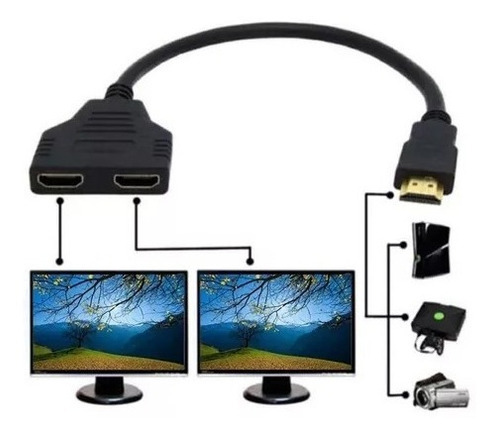 Splitter Plano Divisor Hdmi De 1 Macho A 2 Hembra,videojuego
