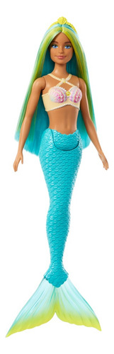 Barbie Fantasía Muñeca Sirena Cabello Verde Y Azul