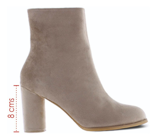 Imagen 3 de 8 de Botin Vestir Felipe Rentería Velvet Nude Tacón Ancho 23-27mx