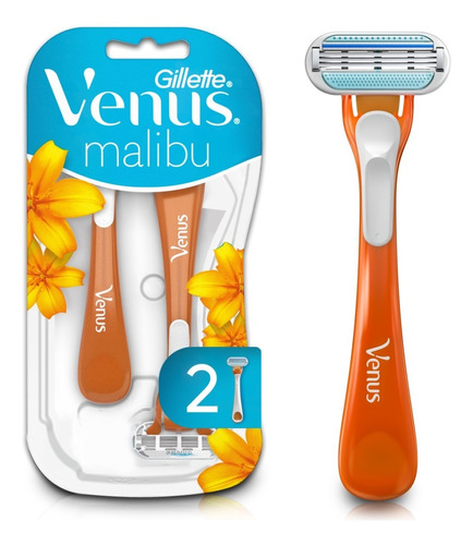 Maquina De Afeitar Venus Malibu 2un De 3 Hojas Con Aloe