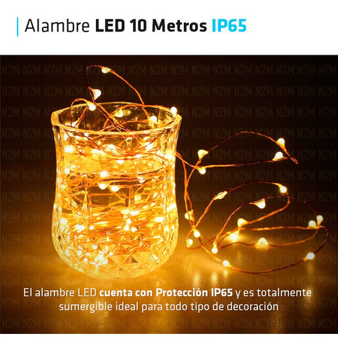 Alambre Luces Led 10 Metros Calido Exterior 220v Navidad