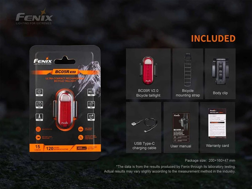 Imagen 9 de 10 de Linterna Led Bicicleta Fenix Bc05r V2.0 Roja 180 Grados.
