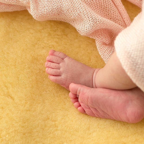 Cuero Lanar Medicinal Anti Escara, Corderito, Muflon Color Amarillo Diseño De La Tela Lanar Rasado Medicinl