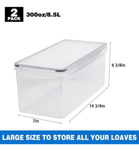 Paquete De 2 Cajas De Pan, Contenedor De Pan De Plásti...