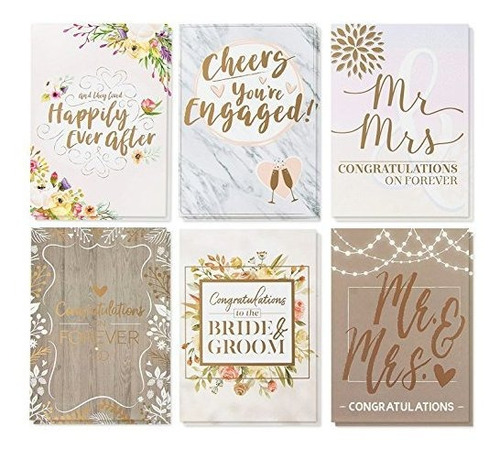 Boda Tarjetas De Felicitación - 36-pack, 6 Diseños Rústicos 