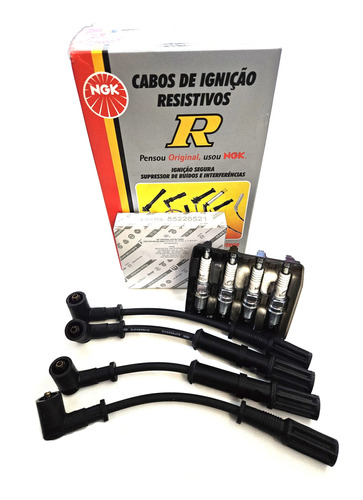 Kit Bujias Cables Ngk 1.4 8v Evo Fiat Uno Fiorino Novo 