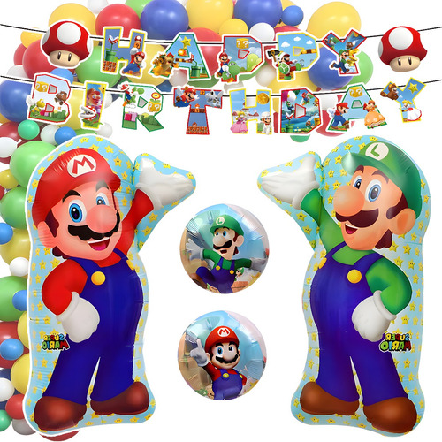 Kit 118 Globos Para Super Mario Bros Cumpleaños Decoraciones