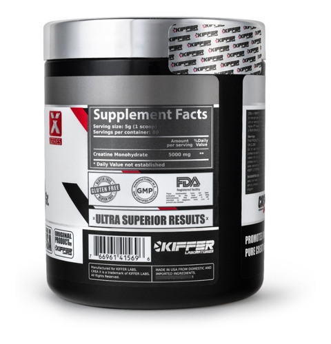 Imagen 3 de 5 de Creatina Monohidrato Kiffer 1200grs 240serv Fuerza Energia