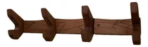 Comprar Perchero Pared Madera De Algarrobo Macizo 4 Ganchos Premium