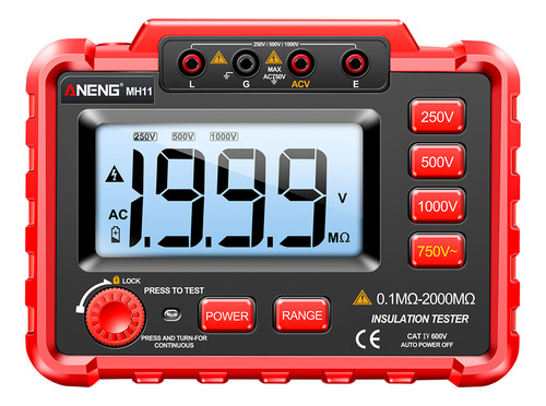 Megohmímetro Digital Aneng Mh11, 500 V, Electrónico De Alta