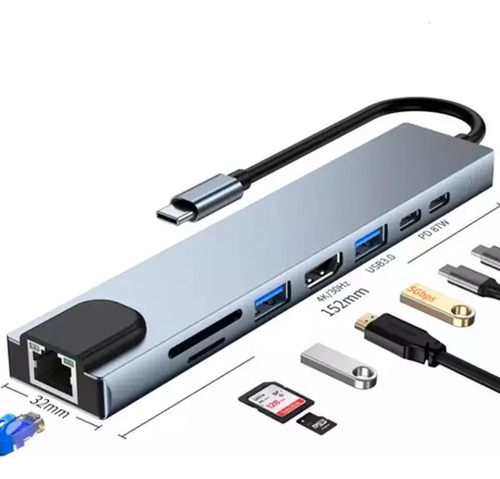 Adaptador Multipuerto Usb 3.0 Hdmi Ethernet Macbook Matebook