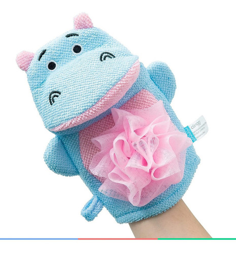 Esponja Macia Para Banho Do Bebê Hipopótamo Azul Rosa Clingo