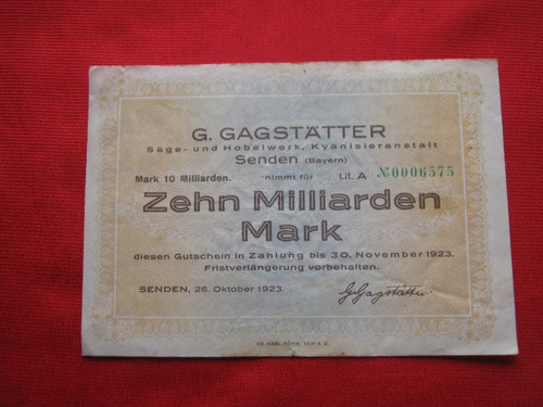 Alemania Baviera Senden 10.000.000.000 Marcos 1923 