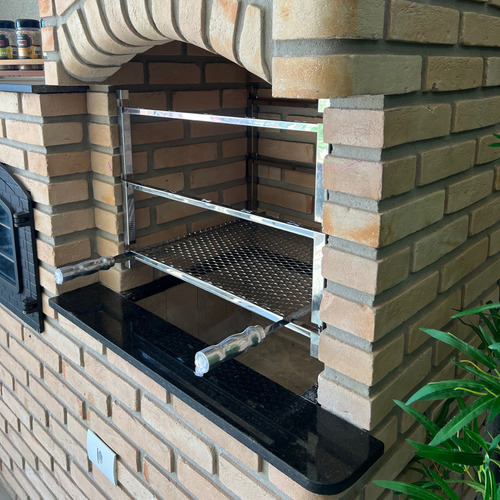 Suporte De Churrasqueira Inox Reforçado Para Grelha E Espeto