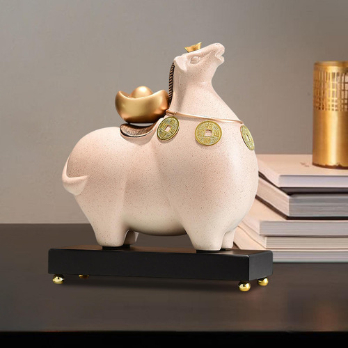 Estatua De Caballo De Pie, Artesanía Resistente Al Beige