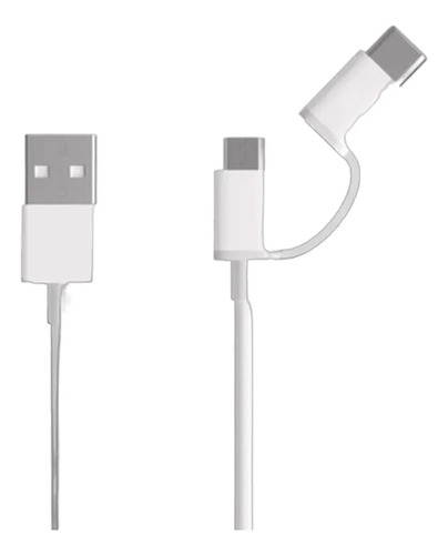 Cable 2 En 1 Micro Usb Y Tipo C Blanco Febo