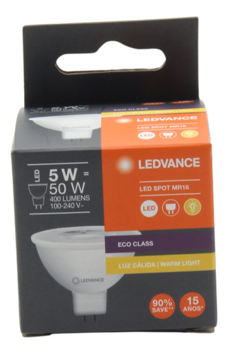 12 Focos Ledvance Mr16 Led 5w 2700k 100-240v Gu5.3 85139