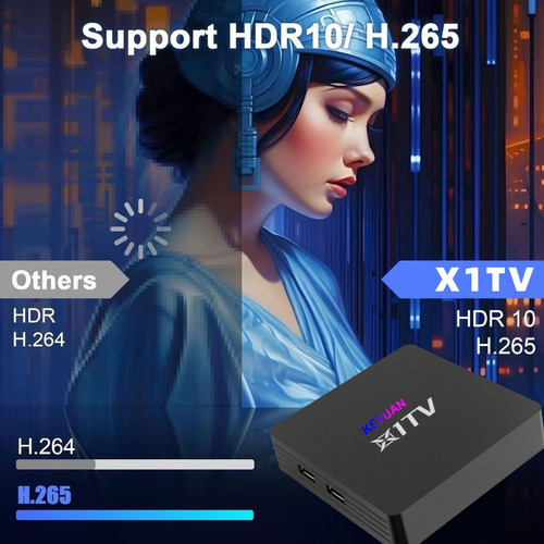 Keyua Android 14.0 TV Box Streaming 4 GB 64 GB TV 4K Full HD Smart Android Tv Stick Wifi Bluetooth con Google Assistant para Google Play Store Netflix Magis