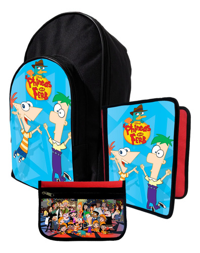 Kit Mochila+ Carpeta+ Cartu De Phineas Y Ferb #121