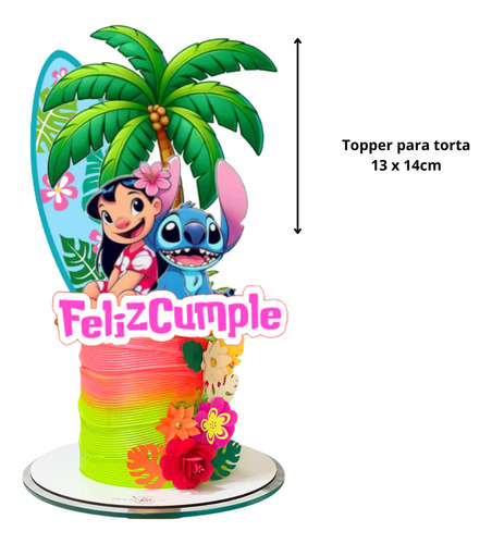 Kit Globos Lilo Y Stitch Hawái Banderin Toppers Numero 70cm Multicolor Número 7