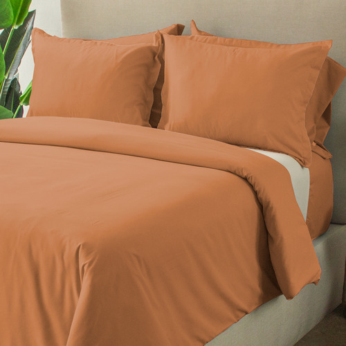 4 Fundas De Almohadón | King Size | 2 Colores A Color NARANJA OSCURO-CAFE Liso