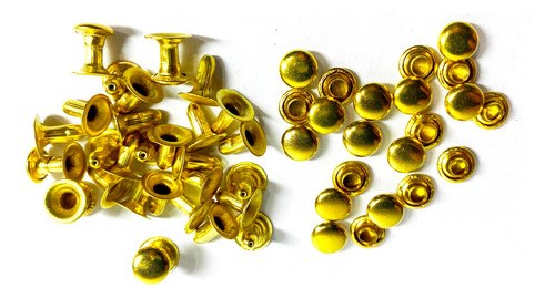 Remache Textil Dorado Bronceado Y Plateado Tipo Hongo De 8mm