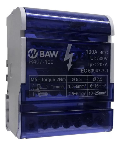 Repartidor Distribuidor Tetrapolar Baw 4x7 100a 7 Contactos