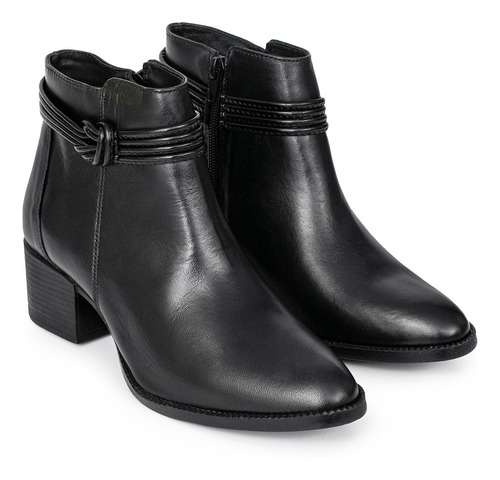 Bota Cuero Mujer Zapato Elegante Botita Vestir Taco Briganti