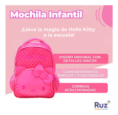 Mochila Primaria Infantil Sanrio Hello Kitty 20 L Rosa Liso