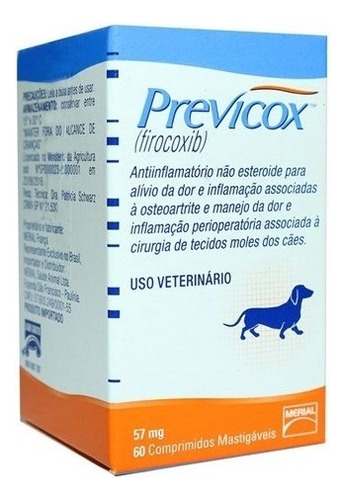 Previcox Anti-inflamatório Para Cães 57mg C/ 60 Comprimidos