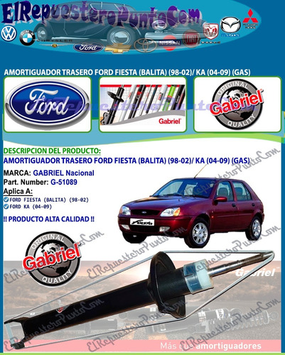 Amortiguador Trasero Ford Fiesta Balita/ Ford Ka