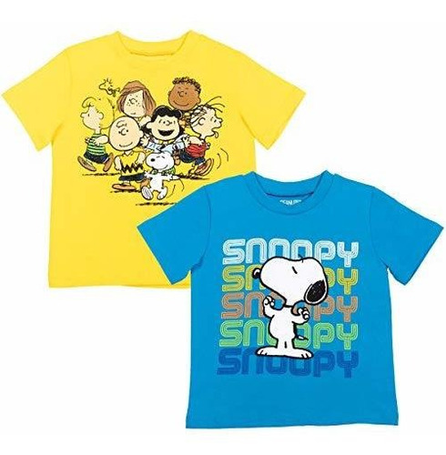 Peanuts Snoopy Boys Pack De 2 Camisetas De Manga Corta Azul 