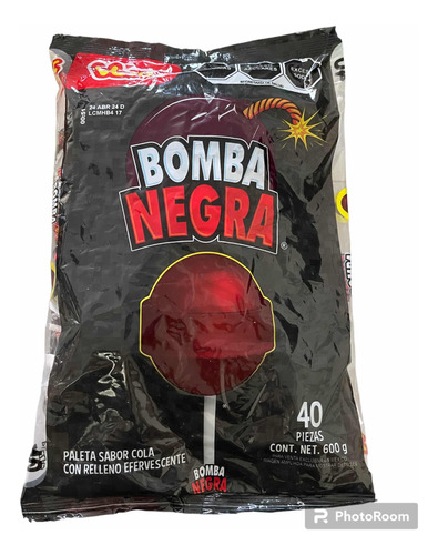 Paleta Bomba Negra 40pz