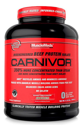 Proteina Carnivor 4 Lb - Musclemeds + Shaker Sabor Chocolate Fudge