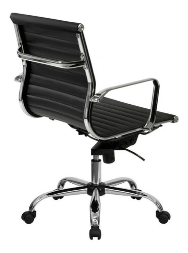 Imagen 3 de 3 de Silla de escritorio Mobilarg aluminium bajo negra con tapizado de cuero sintético